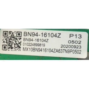 MAIN PARA SMART TV SAMSUNG 4K / NUMERO DE PARTE BN94-16104Z / BN41-02751B / BN9416104Z / 16104Z / BN97-18088B / 010224899819 / PANEL CY7-BT058HGCV1H / MODELO UN55AU8000BXZA FF12